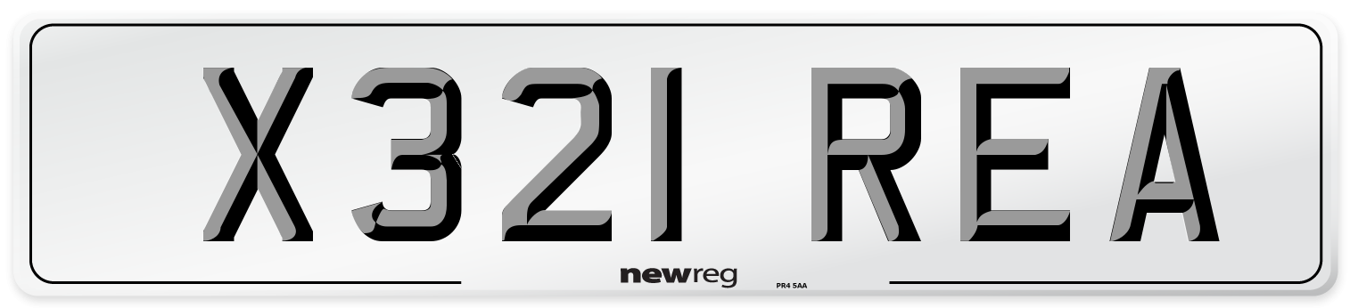 X321 REA Number Plate from New Reg
